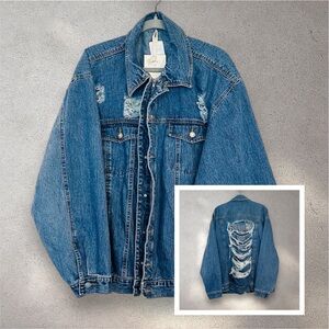 NWT UO X Urban Renewal | Vintage Destroyed Denim Jacket | Size M/L